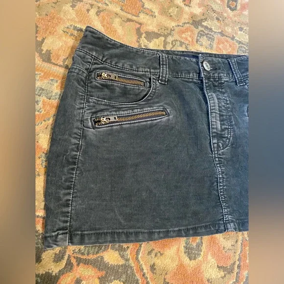 Y2K Charcoal Black Corduroy Mini Skirt - Picture 2 of 11